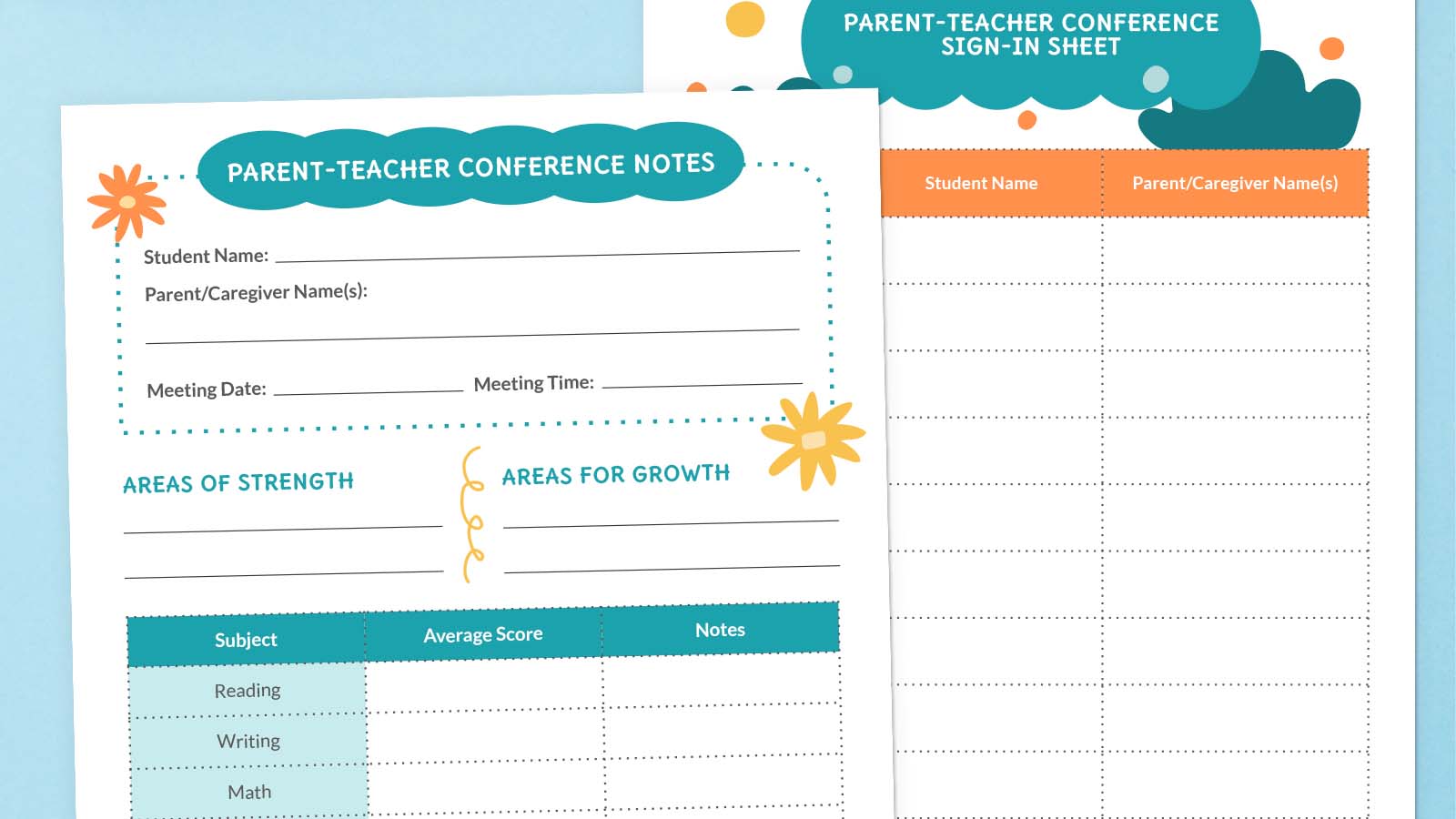  Formular für die Eltern-Lehrer-Konferenz - Kostenlos anpassbares Paket